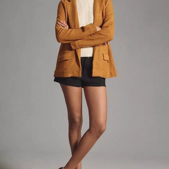 Maeve Knit Blazer Jacket Anthropologie Long Sleeve Button Coat Mustard - Picture 2 of 6